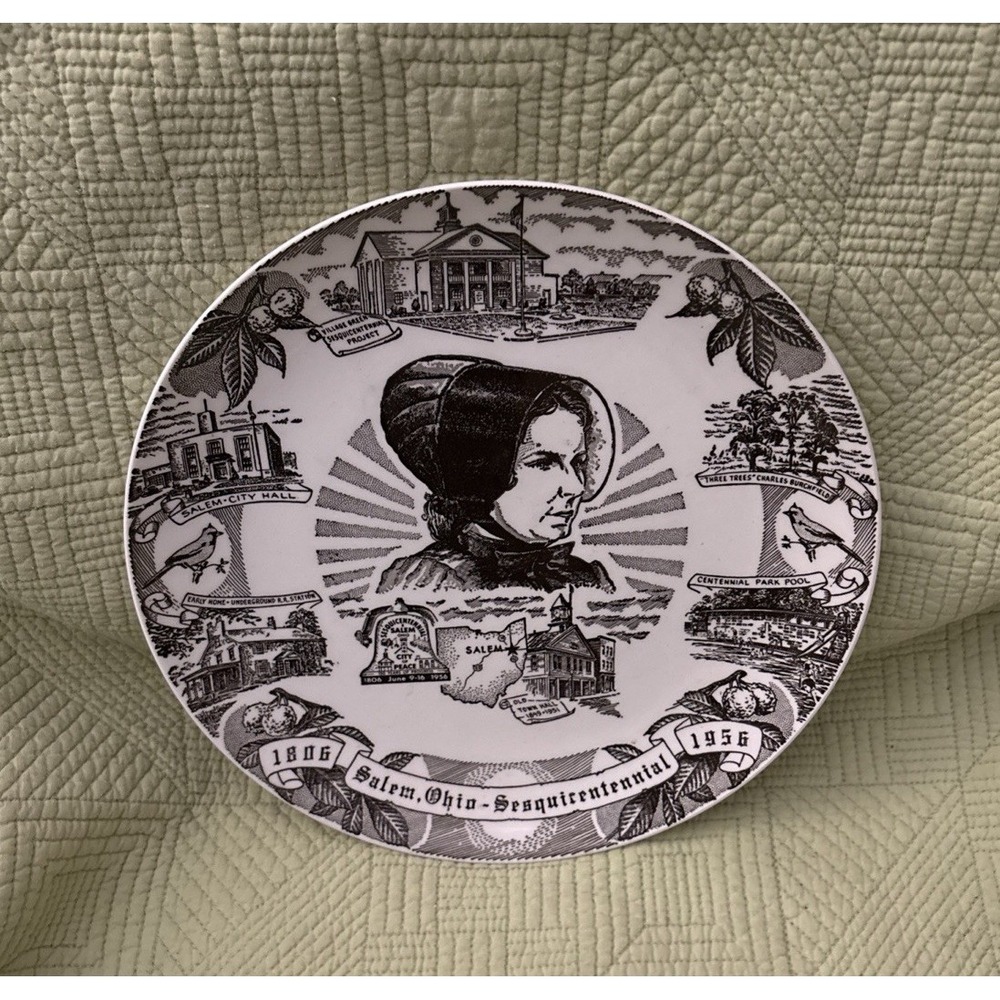 Vintage 1956 Salem Ohio Sesquicentennial Plate 10"Kettlesprings Kilns 1806-1956